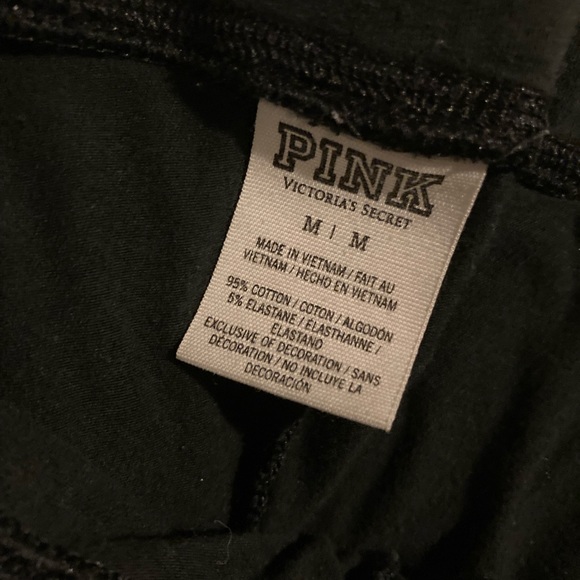 Black PINK Leggings w Grey Sparkles Down Sides, Size Medium, true to size ❤️ - Picture 2 of 2